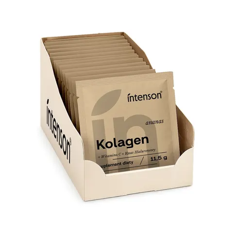 Intenson Kolagen + Witamina C + Kwas Hialuronowy suplement diety Ananas 20x11.5g