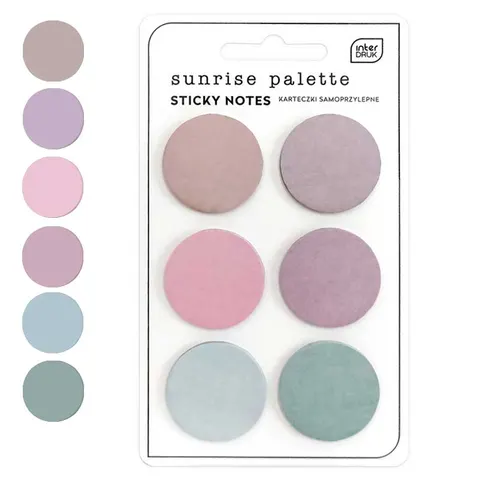 Karteczki samoprzylepne Interdruk kółka 150 szt. Sunrise palette