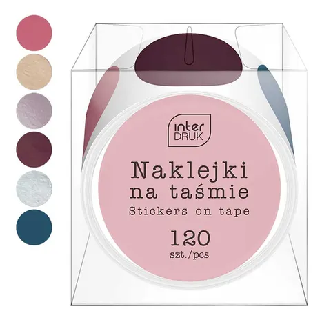 Naklejki na rolce Interdruk 120 szt. Glam metaliczne kolorowe