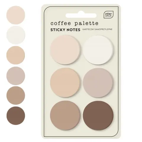 Karteczki samoprzylepne Interdruk kółka 150 szt. Coffee palette