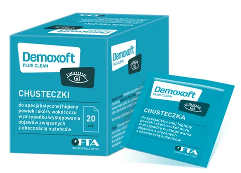 DEMOXOFT PLUS CLEAN, chusteczki do higieny powiek, saszetki, 20 szt.
