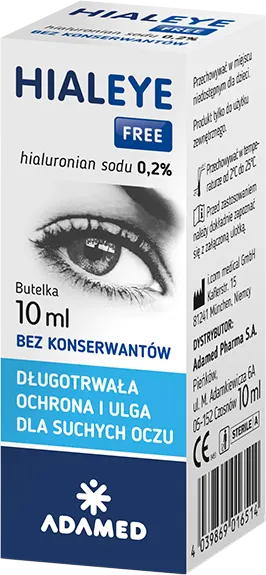 HIALEYE FREE 0,2%, nawilżające krople do oczu, 10 ml
