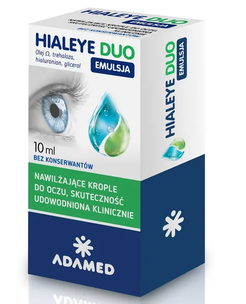 HIALEYE DUO Emulsja, Nawilżające krople do oczu, 10 ml