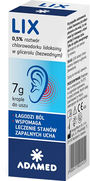 LIX 0,5 %, krople do uszu, 7 g