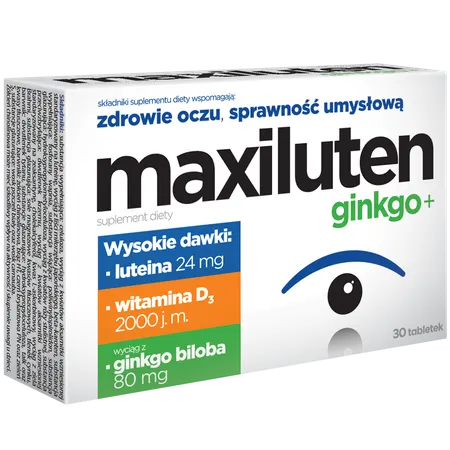 MAXILUTEN GINKO+, suplement na zdrowe oczy, tabletki, 30 szt.