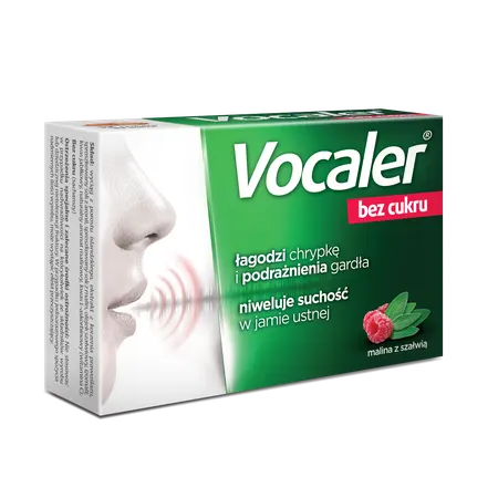 VOCALER BEZ CUKRU, pastylki do ssania, 12 sztuk