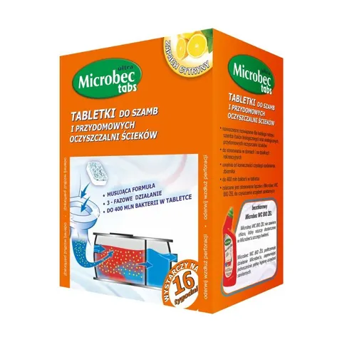 Microbec Ultra tabletki do szamb i oczyszczalni 16 sztuk cytryna 100 miliardów bakterii Bros