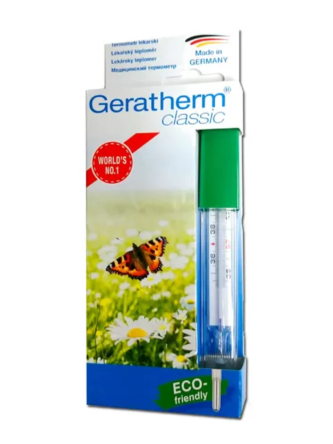 TERMOMETR GERATHERM CLASSIC, termometr bezrtęciowy szklany, 1 szt