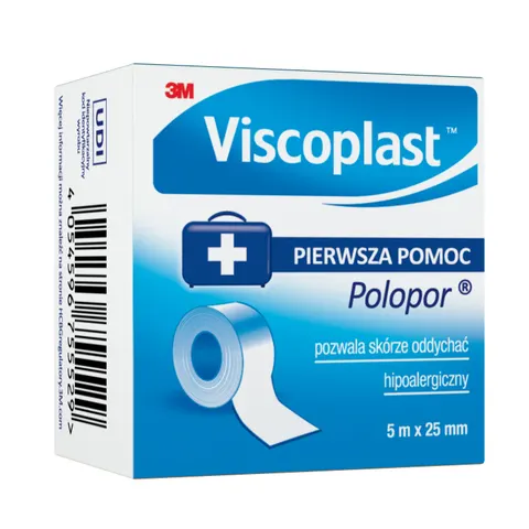 VISCOPLAST POLOPOR, plaster hipoalergiczny, 5 m x 25 mm, 1 szt.