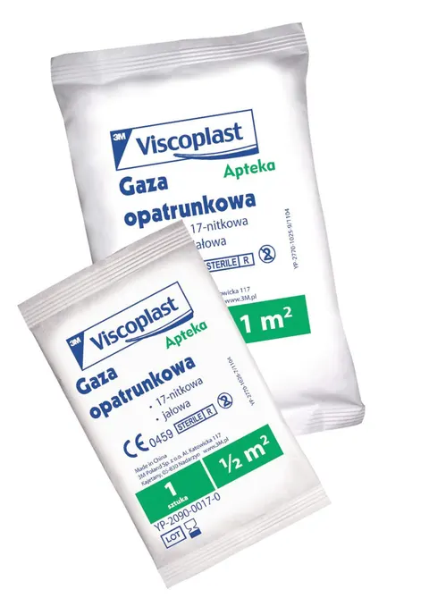 VISCOPLAST, gaza opatrunkowa jałowa, 17-nitkowa, 1m2, 1 szt.