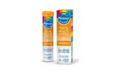 PLUSSSZ 100% Multiwitamina + Minerały, tabletki musujące, 20 szt.