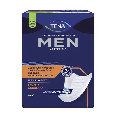 TENA MEN ACTIVE, wkładki anatomiczne, level 3, 20 szt.