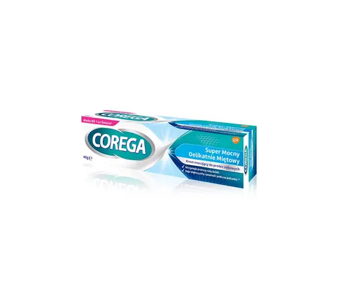 COREGA, super mocny delikatnie miętowy, krem mocujący, 40 g