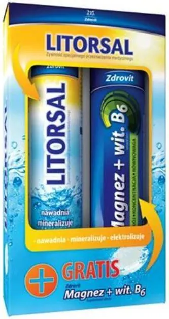 ZDROVIT LITORSAL + MAGNEZ + WIT.B6 gratis, tabletki musujące 24 szt. + 24 szt. gratis