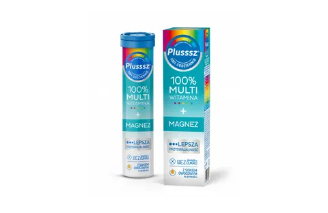 PLUSSSZ 100% MULTIWITAMINA + MAGNEZ, tabletki musujące, 20 szt.