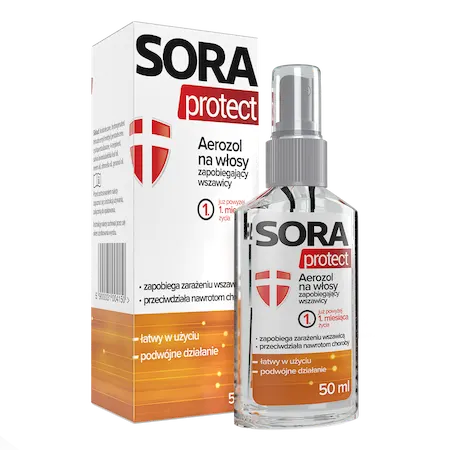 SORA PROTECT, aerozol do włosów zapobiegający wszawicy, 50 ml