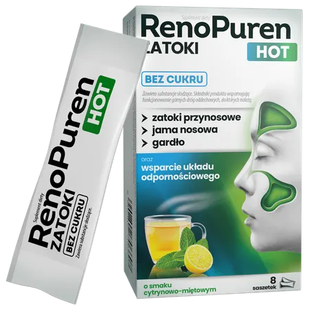 RENOPUREN ZATOKI HOT, bez cukru, saszetki, 8 szt.