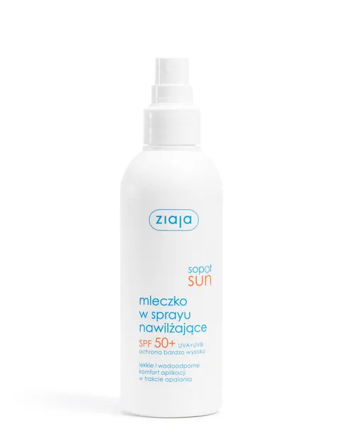 ZIAJA SOPOT SUN, mleczko w sprayu nawilżające, SPF 50+, 170 ml