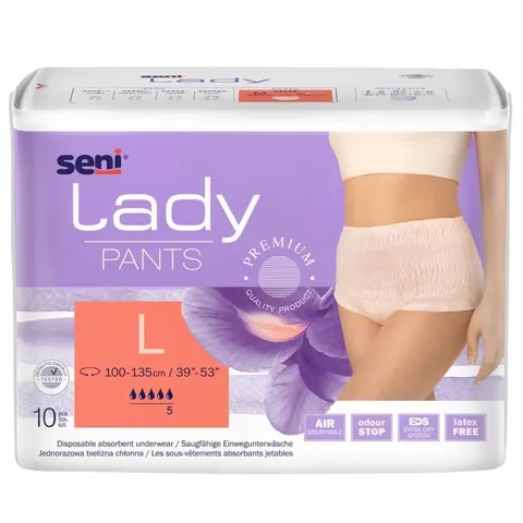 SENI LADY PANTS, majtki chłonne, rozmiar L, 10 szt.