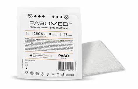 PASO, kompresy z gazy jałowej, 7,5 x 7,5 cm, 3 szt.