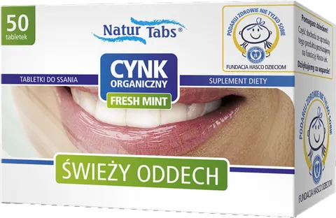 CYNK ORGANICZNY NATURTABS FRESH MINT, tabletki do ssania, 50 szt.