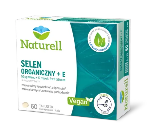 NATURELL SELEN ORGANICZNY + E, tabletki do ssania, 60 szt.