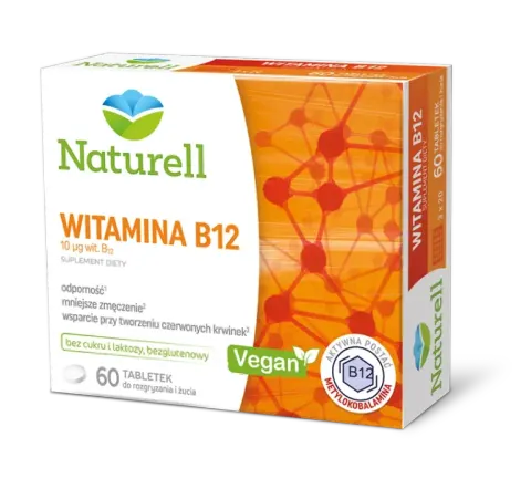 NATURELL WITAMINA B12, tabletki do ssania 0,01 mg, 60 szt.