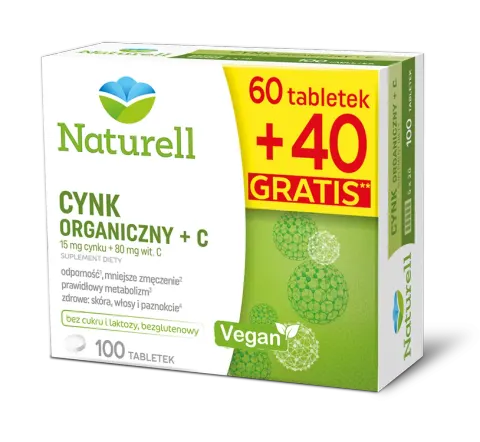 NATURELL CYNK ORGANICZNY+C, tabletki, 100 szt. (60 + 40 gratis)