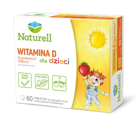 NATURELL WITAMINA D DLA DZIECI, tabletki, 60 szt.