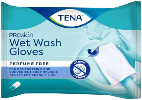 TENA WET WASH GLOVES, nawilżane myjki, 8 szt.