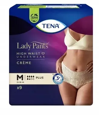 TENA LADY PANTS PLUS CREME OTC EDITION, majtki chłonne, rozmiar M, 9 szt.