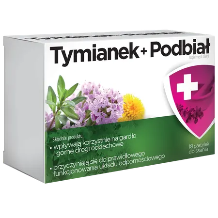 TYMIANEK + PODBIAŁ, pastylki do ssania, 18 szt.