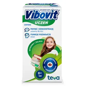 VIBOVIT UCZEŃ WITAMINY + ŻELAZO, tabletki do ssania, 30 szt.