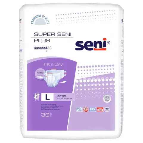 SENI SUPER AIR PLUS, pieluchomajtki nocne, rozmiar L, 100-150 cm, 30 szt.