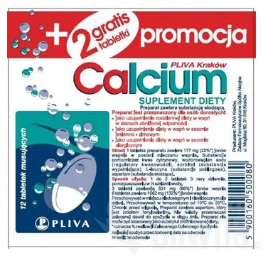 CALCIUM PLIVA KRAKÓW, tabletki musujące, 14 szt. (12+2)