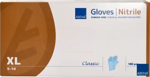 Rękawiczki nitrylowe ABENA rozm. XL - 100 szt. NIEBIESKIE BEZPUDROWE