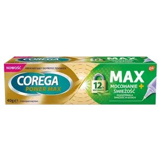 COREGA POWER MAX, mocowanie + świeżość, krem, 40 g