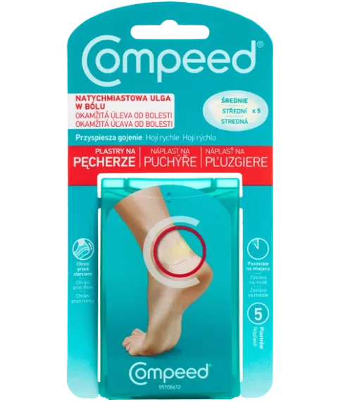 COMPEED PLASTRY NA PĘCHERZE NA PIĘTACH, średnie, 5 szt.