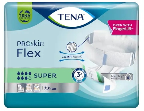 TENA FLEX PROSKIN SUPER, pieluchomajtki, rozmiar XL, 30 szt.