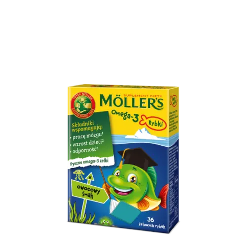 MOLLERS OMEGA-3 RYBKI, smak malinowy, żelki, 36 szt.