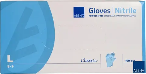 Rękawiczki nitrylowe ABENA rozm. L - 100 szt. NIEBIESKIE BEZPUDROWE