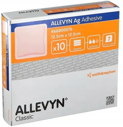 ALLEVYN AG ADHESIVE, opatrunek, 12,5 cm x 12,5 cm, 1 szt.