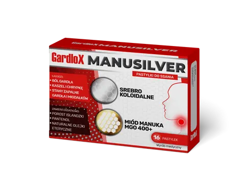 GARDLOX MANUSILVER, pastylki do ssania, 16 szt.