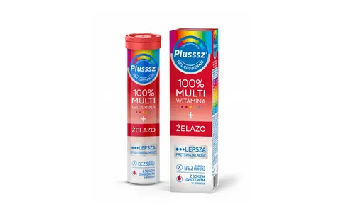 PLUSSSZ 100% MULTIWITAMINA + ŻELAZO, tabletki musujące, 20 szt.