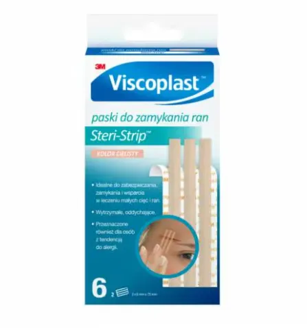 VISCOPLAST, Steri strip paski do zamykania ran, 6 mm x 75 mm, 6 szt.