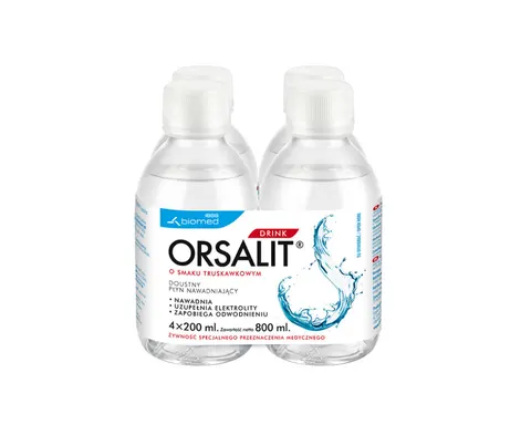 ORSALIT DRINK o smaku truskawkowym, płyn, 4 x 200 ml