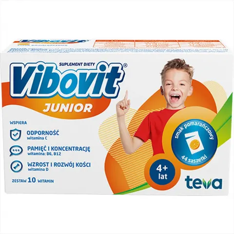 VIBOVIT JUNIOR, smak pomarańczowy, saszetki z proszkiem, 44 szt.