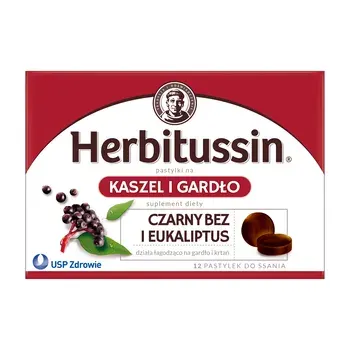 HERBITUSSIN, kaszel i gardło, pastylki do ssania, 12 szt.