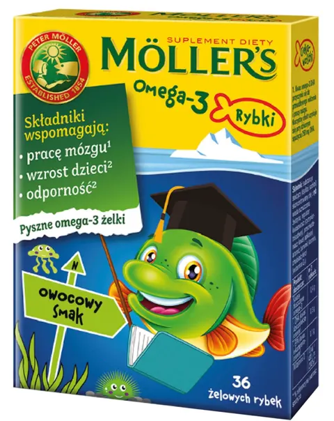 MOLLERS OMEGA-3 RYBKI, smak owocowy, żelki, 36 szt.