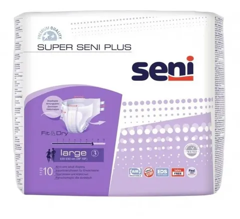 SENI SUPER PLUS, pieluchomajtki, rozmiar L, 100-150 cm, 10 sztuk